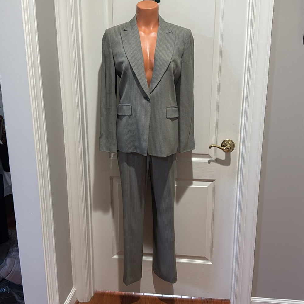 INC Vintage Y2K 6P 2p Suit Herringbone Blazer Pants EUC $300